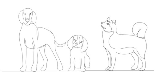 one continuous line drawing of a dog vector