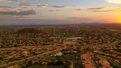 A high definition aerial shot of Las Sendas in east Mesa Arizona.
