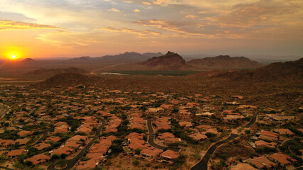 A high definition aerial shot of Las Sendas in east Mesa Arizona.

