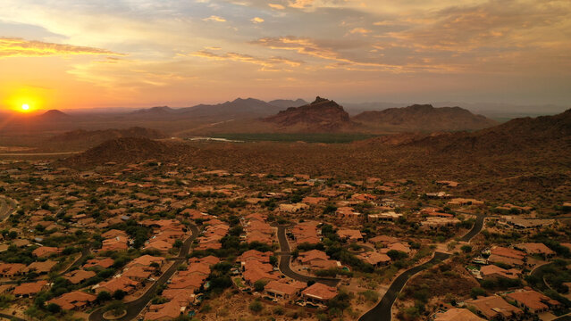 A High Definition Aerial Shot Of Las Sendas In East Mesa Arizona.
