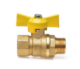 Side view of golden butterfly handle ball valve