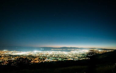 City night view of the Squaw Peak vista point in Utah, United States