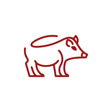 recommend clip art: One line design silhouette of pig.minimalistic style vector illustration