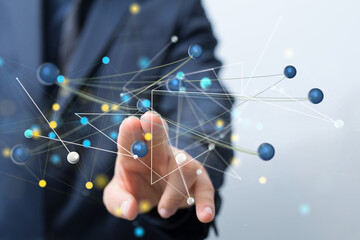 Global network. Blockchain. 3D illustration. Neural networks and artificial intelligence. Abstract