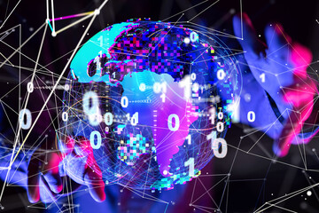 Global network connection. World map point and line composition concept