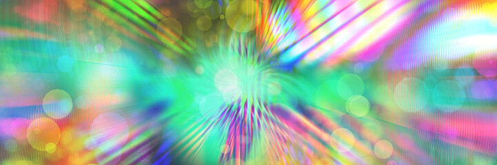 Fototapeta Vivid green pink rose illustration in striped shapes, psychedelic disco shapes tech. Synth wave. Vapor wave cyberpunk style. Retro futurism, web punk, rave DJ techno in reflection disco error shape obraz