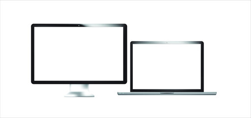 Laptop split blank screen display pc mockup vector.Modern laptop computer mockup vector isolated on transparent.Vector notebook illustration. photoreal.template for content