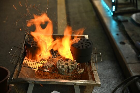 Shot of the flames in the brazer