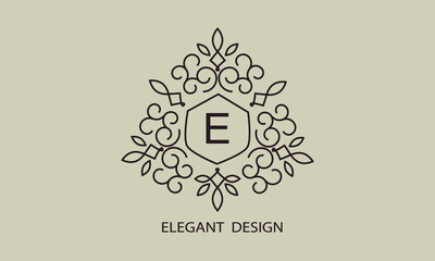 Luxurious monogram. Vector graphic elegant initial E logo, suitable for restaurants, hotels, cafes, shops, fashion, beauty salons, etc.