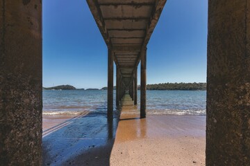 Scenic view of the bottom of a dock at Boca Chica, Chiriqui Province, Panama