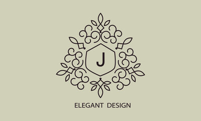 Luxurious monogram. Vector graphic elegant initial J logo, suitable for restaurants, hotels, cafes, shops, fashion, beauty salons, etc.