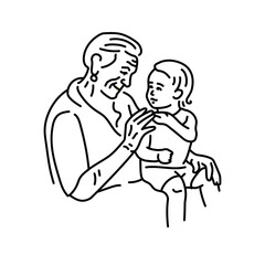 Grandmother with granddaughter color line illustration