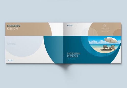 Landscape Cover Layout with Blue and Biege Circle Elements