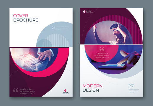 Business Report Cover Layout Set with Color Circle Elements