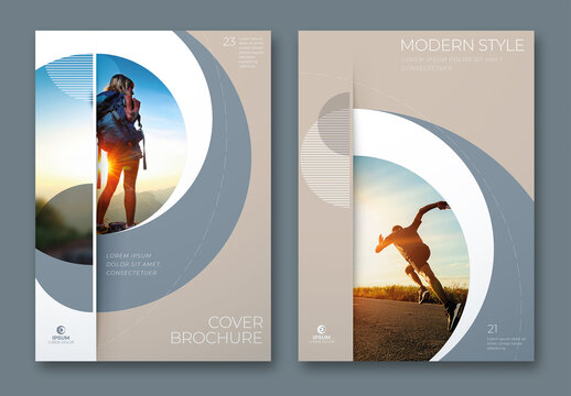 Business Report Cover Layout Set with Soft Color Circle Elements