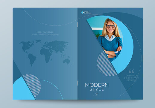 Business Report Cover Layout Set with Color Circle Accent