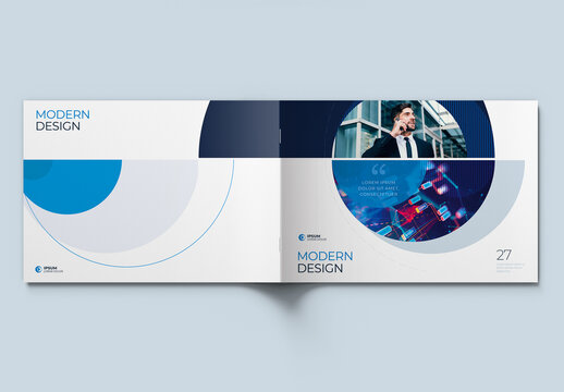 Landscape Cover Layout with Blue and Purple Circle Elements