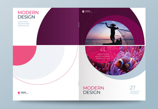 Cover Report Layout Set with Purple Circle Element