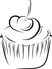 vector illustration line art flat design hand drawn cupcake ice cream logo background decoration graphic design cafe resto
