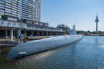 View of a historic World War II submarine in Bremerhaven/Germany