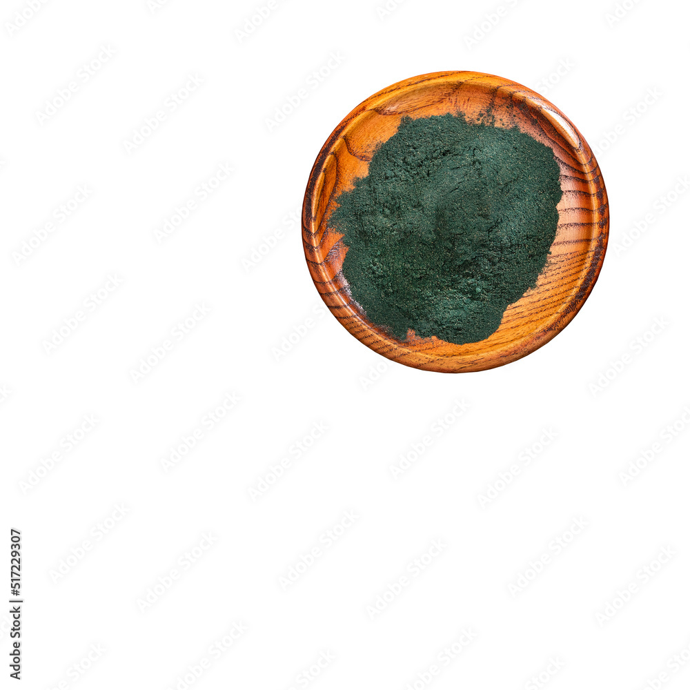 Canvas Prints spirulina algae powder in wooden bowl - healthy food