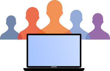 laptop with several people icons on top