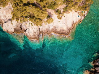 Italy, July 2022: aerial view of the wonderful Caribbean sea of the Tremiti islands
