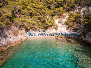 Italy, July 2022: aerial view of the wonderful Caribbean sea of the Tremiti islands