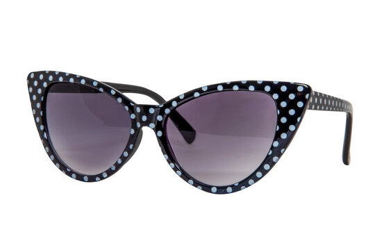 Polka Dot Cateye Sunglasses For Women Black Frame With Purple Lens Front Right View