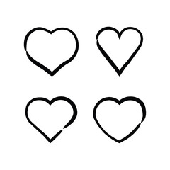 Hand drawn heart icons. Heart doodle collection for valentine's day. Wedding and love decoration elements.