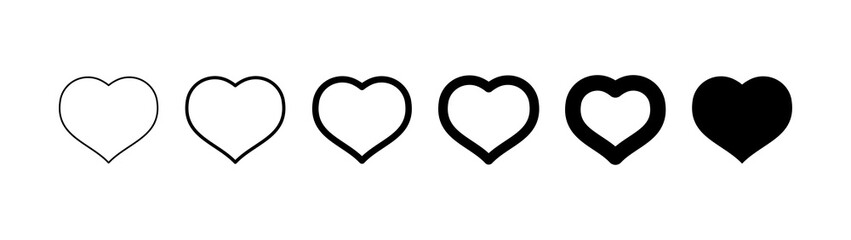 Heart shape icons. Set of pictogram hearts.