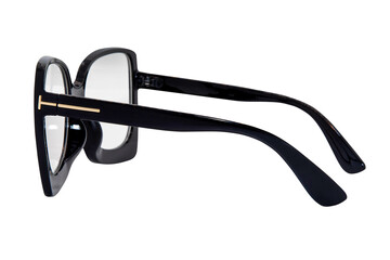 Oversized women sunglasses retro cateye glasses black frame with clear lens side view