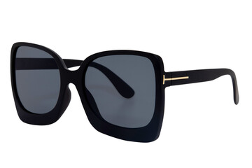 Oversized women sunglasses retro cateye glasses black frame with grey lens front right view