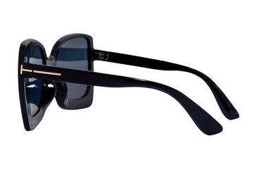 Oversized women sunglasses retro cateye glasses black frame with grey lens side view