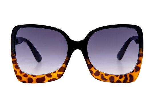 Oversized women sunglasses retro cateye glasses black tortoise gradient frame with purple lens front view