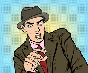 Young businessman shocked, scared, worried.hand drawn style vector design illustration.

