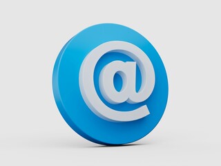 3d illustration of "at" email symbol symbol on white background