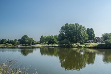 Nantwich Mill Island Lakeside Sunny Day Landscape