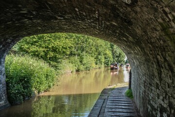 Nantwich Bridge Over Canal Narrowboat Landscape