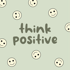 Think Positive Green and Yellow Vector Illustration