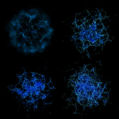 Set of Plexus Style Renderings on Black Background