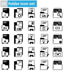 a collection of folder icons and various office tools