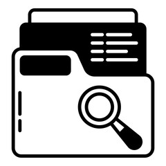 folder icon and dollar magnifying glass on transparent background