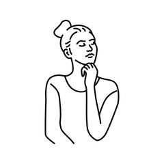 Offended girl color line illustration