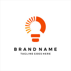 Flat bulb logo design vector template