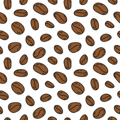 Seamless pattern with coffee beans.
