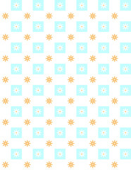 spring and  summer pastel color daisy gingham vector seamless pattern