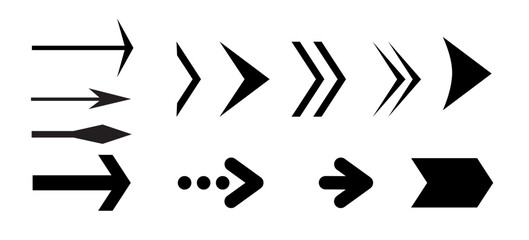 Vector Black Arrows Set on White Background. Arrow, Cursor and pointers