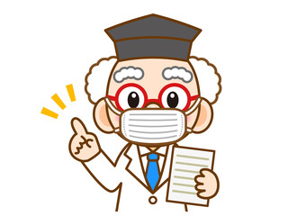提案するマスク姿の博士のイラスト素材