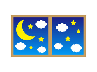 夜の窓のイラスト素材＿ベクター